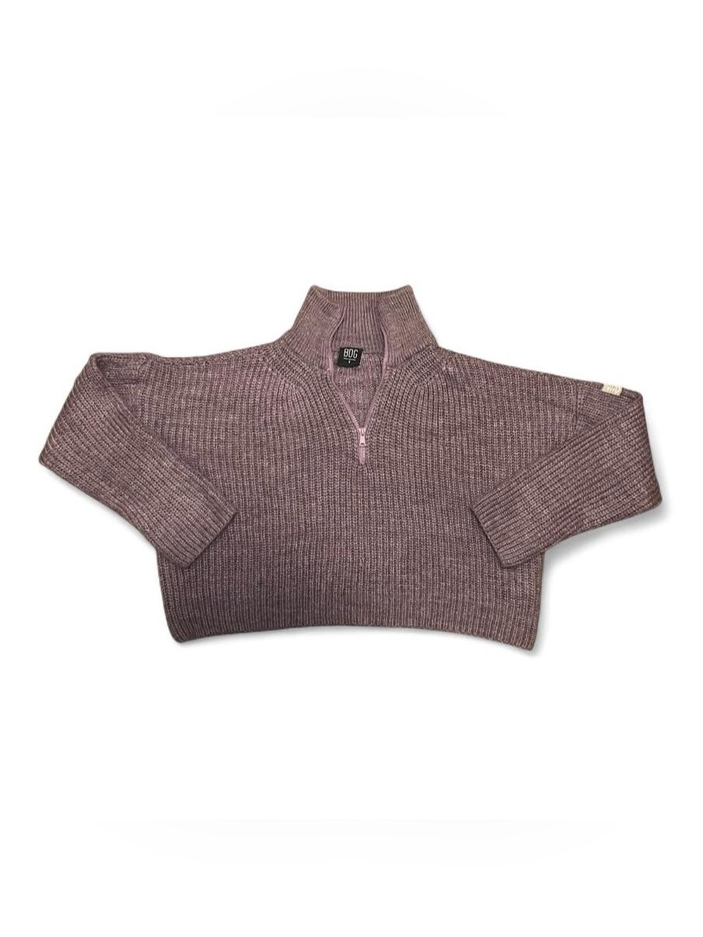 BDG Dusty Lavender Ribbed Half-Zip Turtleneck Sweater